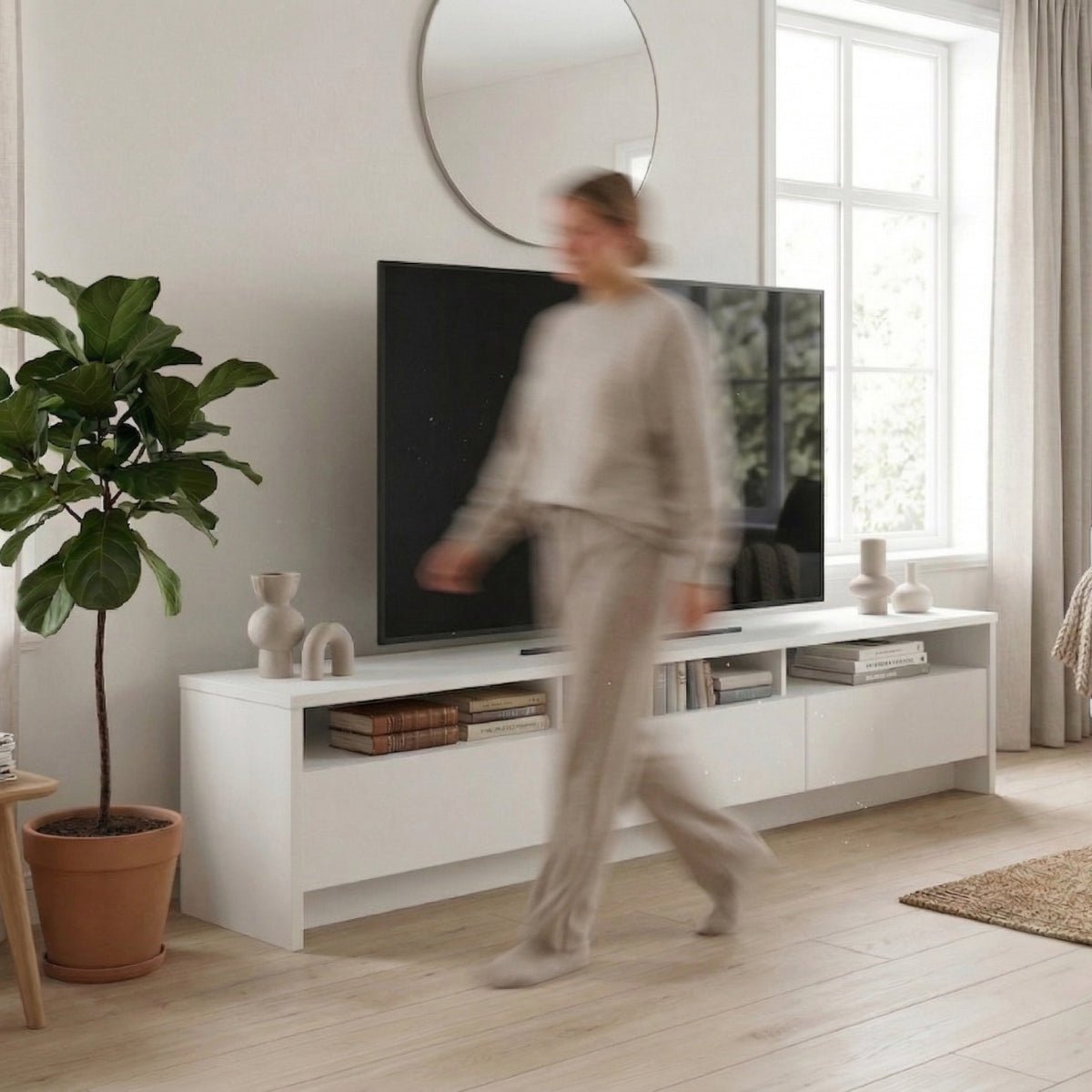 Rack para TVs até 75 Polegadas 3 Portas Aspen 219cm - Província - Rack com painel