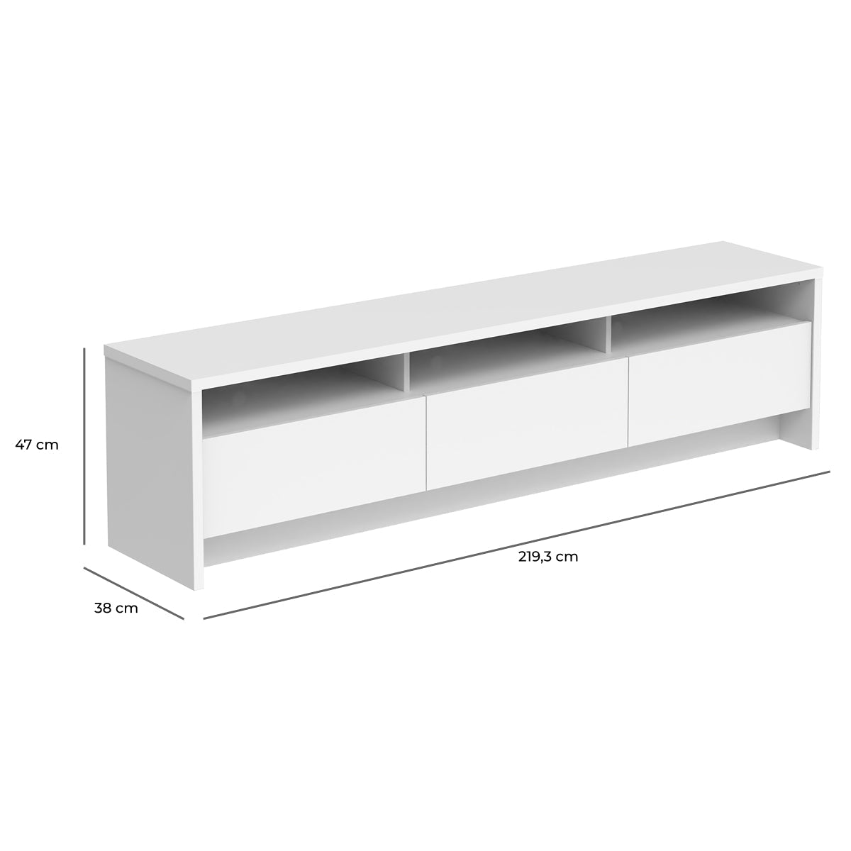 Rack para TVs até 75 Polegadas 3 Portas Aspen 219cm - Província - Rack com painel