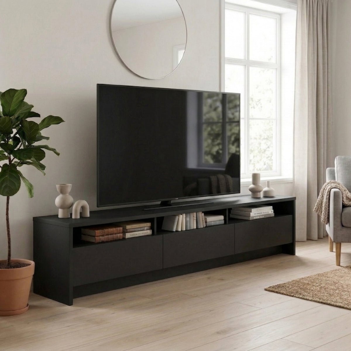 Rack para TVs até 75 Polegadas 3 Portas Aspen 219cm - Província - Rack com painel