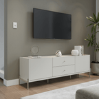 Rack para TVs até 75 Polegadas Jasper 185 cm Off White Fosco com Champanhe - Província - Rack