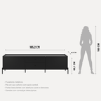 Rack para TVs até 75 Polegadas Jasper 185 cm Preto Fosco - Província - Rack