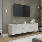 Rack para TVs até 75 Polegadas Jasper 220 cm Off White Fosco com Champanhe - Província - Rack