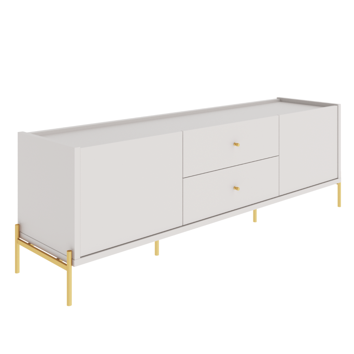 Rack para TVs até 75 Polegadas Jasper 220 cm Off White Fosco com Dourado - Província - Rack