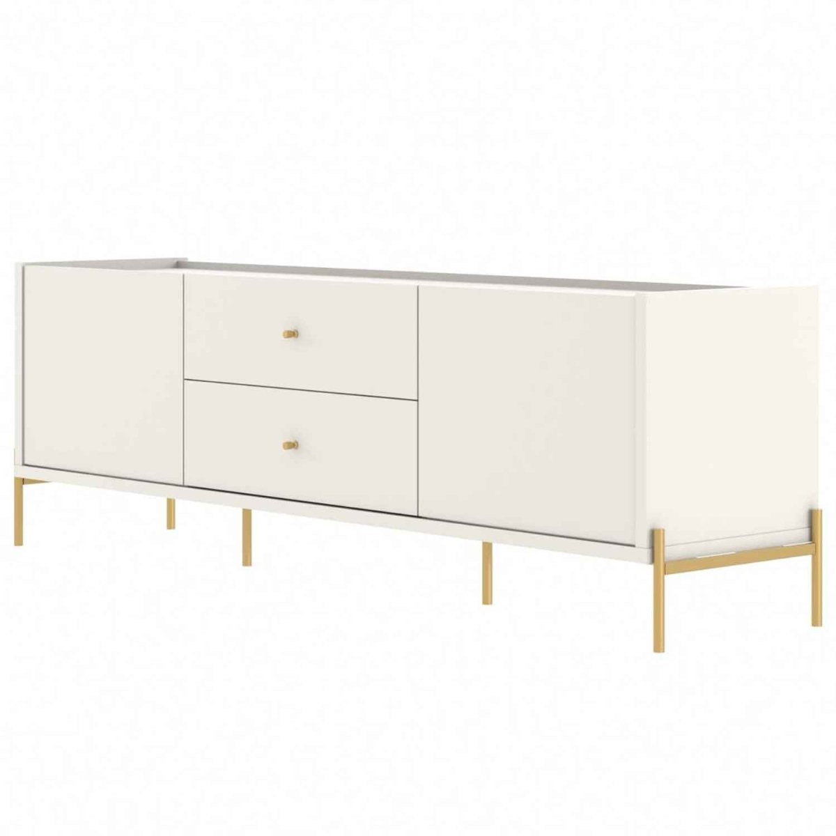 Rack para TVs até 75 Polegadas Jasper 220 cm Off White Fosco com Dourado - Província - Rack