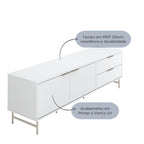 Rack para TVs até 75 Polegadas Yves 184 cm Branco Fosco com Champanhe - Província - Rack