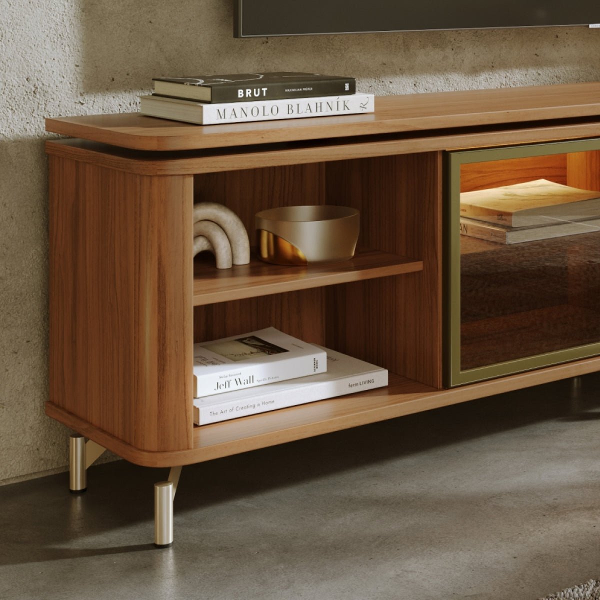 Rack para TVs até 85 Polegadas 100% MDF 1 Porta com Vidro Reflecta Lincoln Float 212cm - Província - Rack