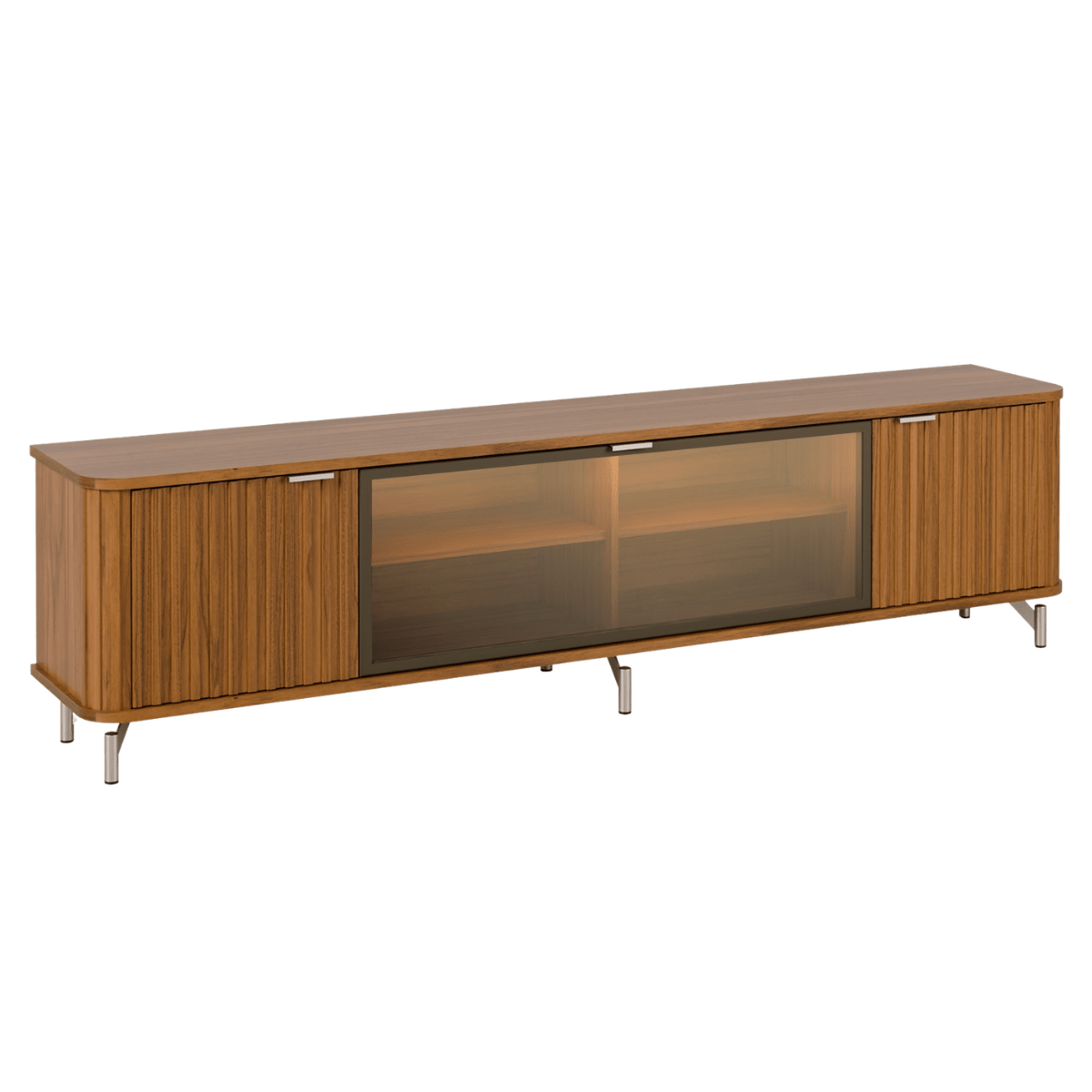 Rack para TVs até 85 Polegadas 100% MDF 3 Portas Vidro Reflecta Neon Float 212cm - Província - Rack