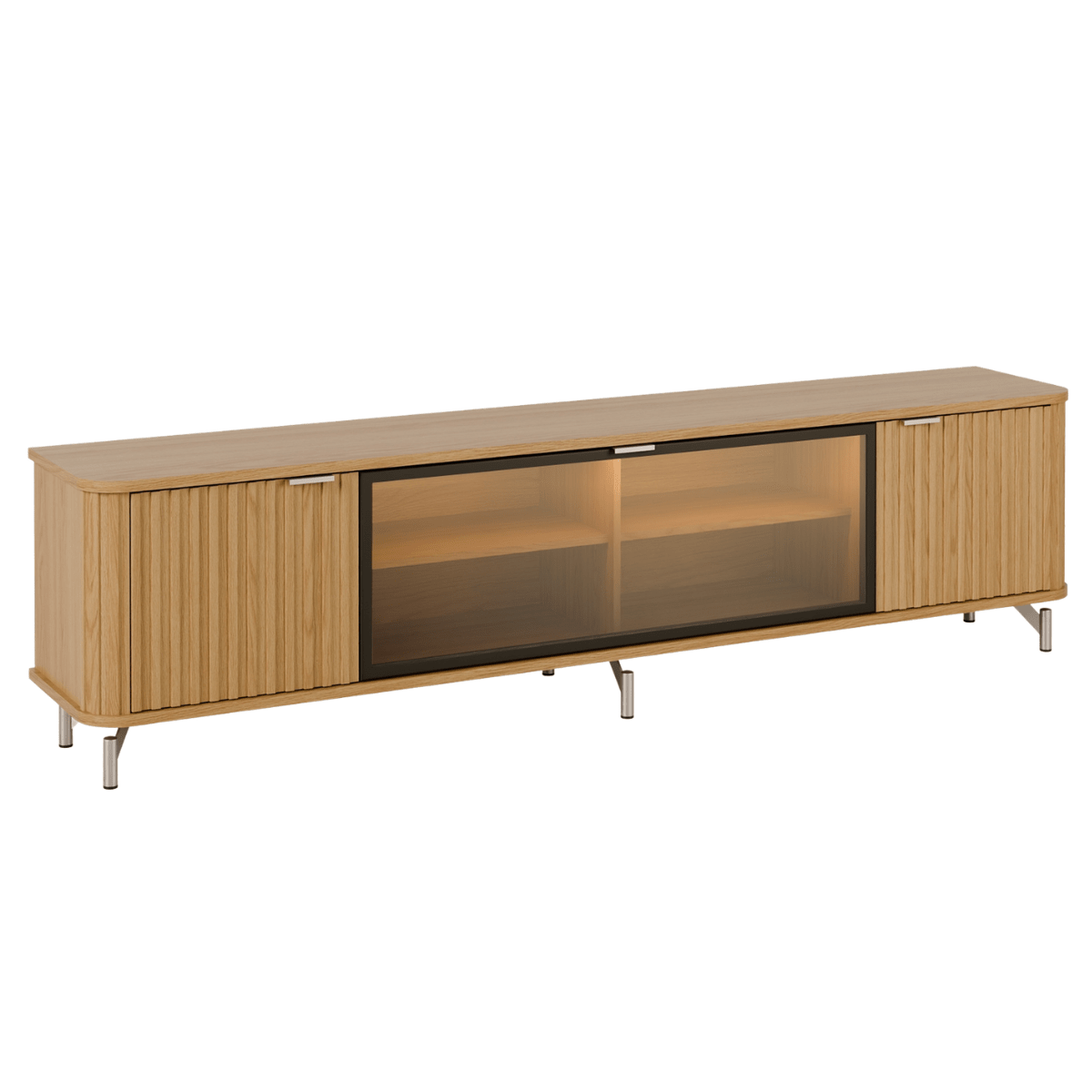Rack para TVs até 85 Polegadas 100% MDF 3 Portas Vidro Reflecta Neon Float 212cm - Província - Rack