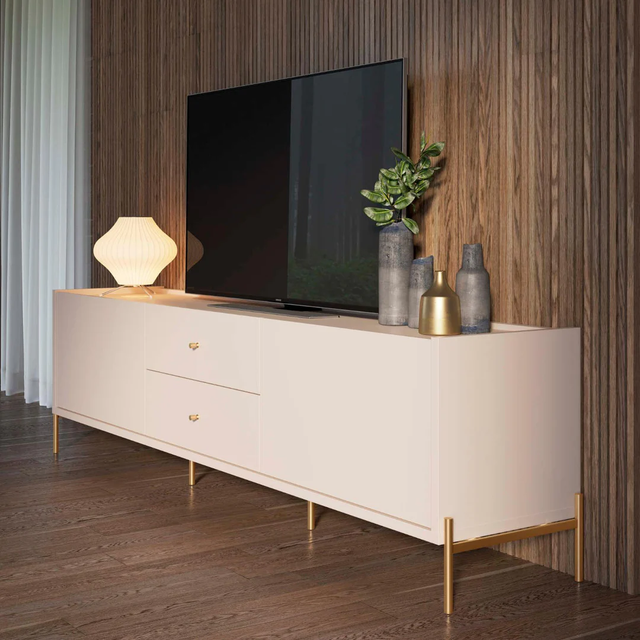 Rack para TVs até 75 Polegadas Jasper 220 cm Canella com Champanhe