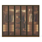 Guarda Roupa Casal 6 Portas Reflecta com Led 100% MDF Speculum 274cm Carvalho
