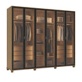 Guarda Roupa Casal 6 Portas Reflecta com Led 100% MDF Speculum 274cm Carvalho