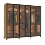 Guarda Roupa Casal 6 Portas Reflecta com Led 100% MDF Speculum 274cm Carvalho