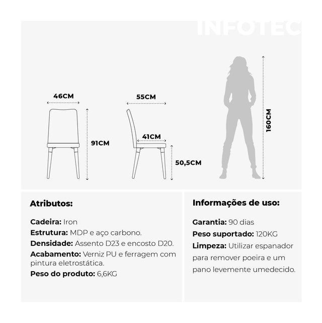 Cadeira Iron – Preto Fosco c/ Linho Onyx