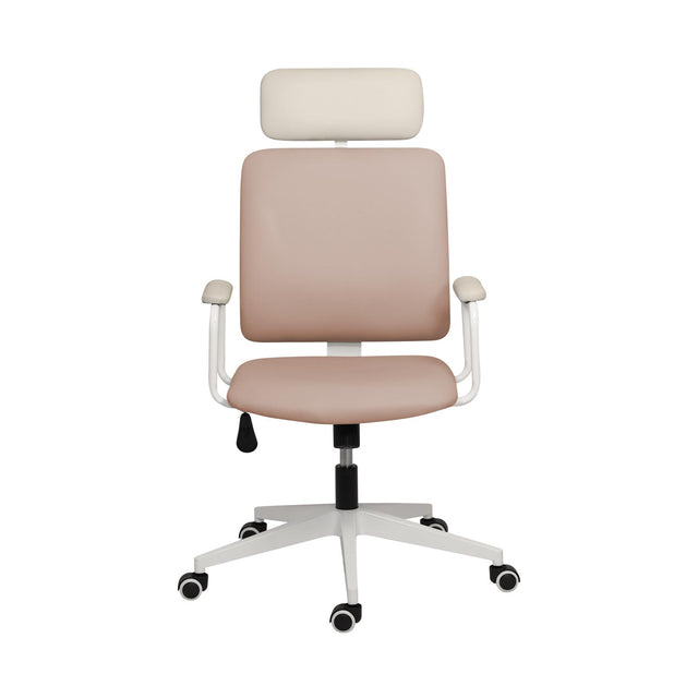 Cadeira Office Giratória Meghan - Nude c/ Off White