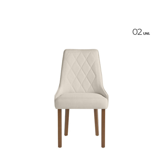 Conjunto de 2 Cadeiras Carlton - Linho Off White c/ Natural