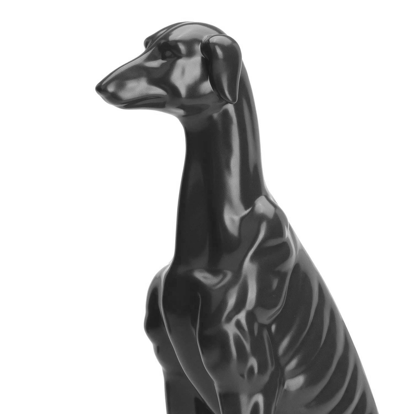 Escultura Cachorro de Cerâmica Anubis Preto 36 cm