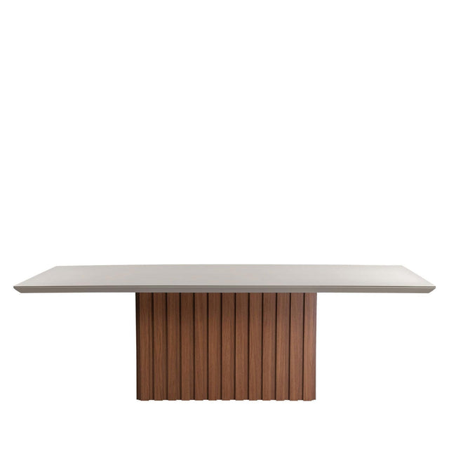 Mesa de Jantar Lucerna 240 cm - Natural c/ Vidro Off White Fosco