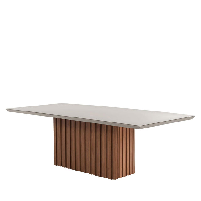 Mesa de Jantar Lucerna 240 cm - Natural c/ Vidro Off White Fosco