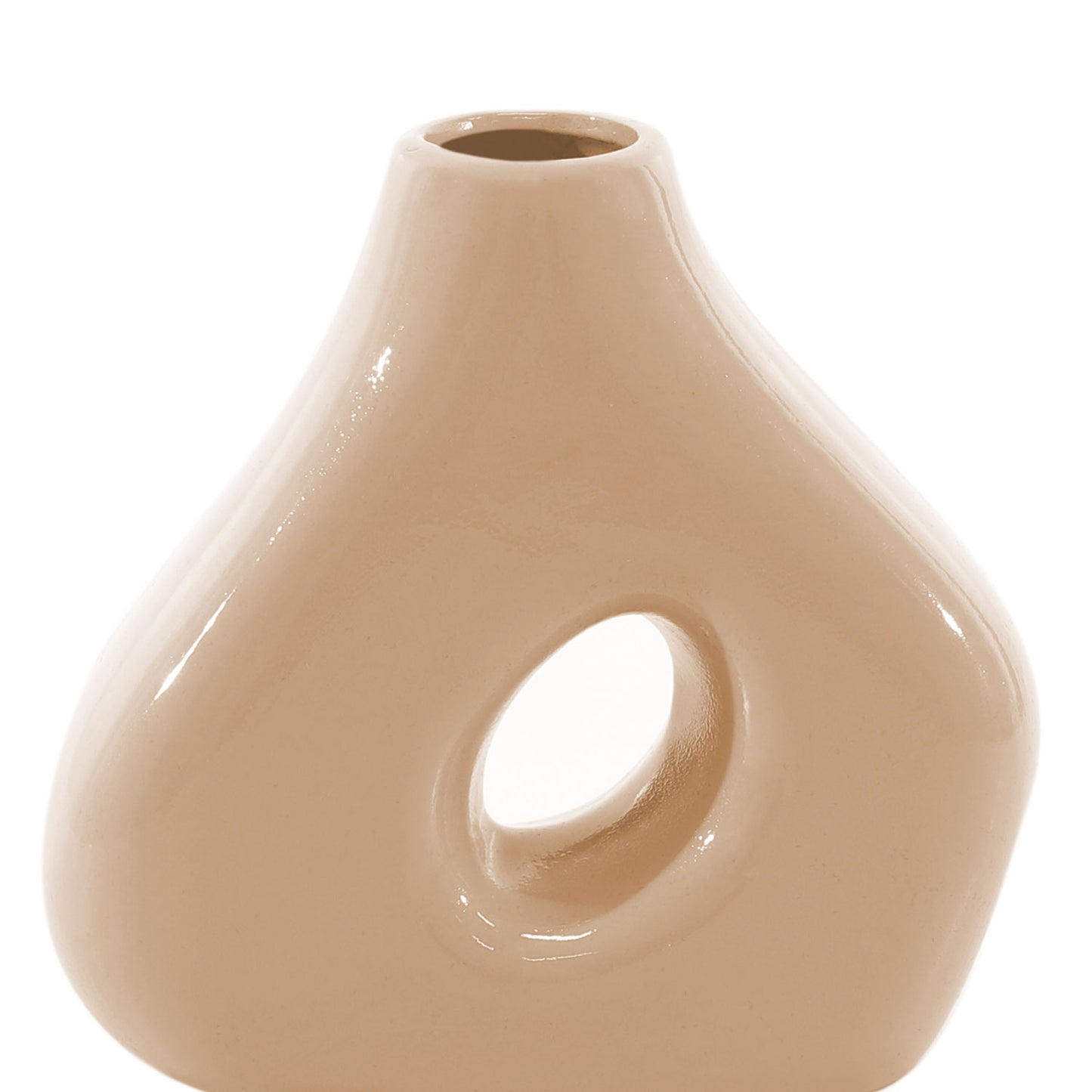 Vaso Decorativo Cerâmica Demin Bege 16 cm