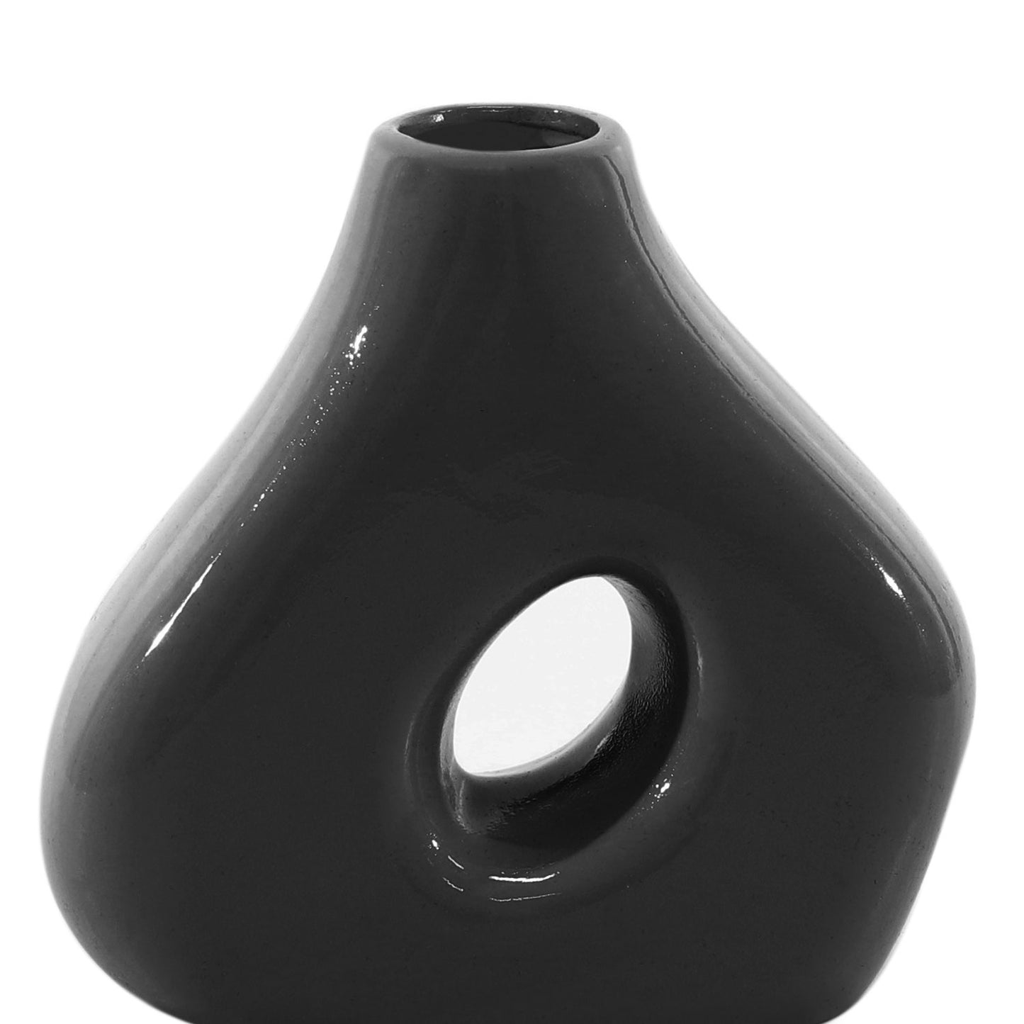 Vaso Decorativo Cerâmica Demin Preto 16 cm
