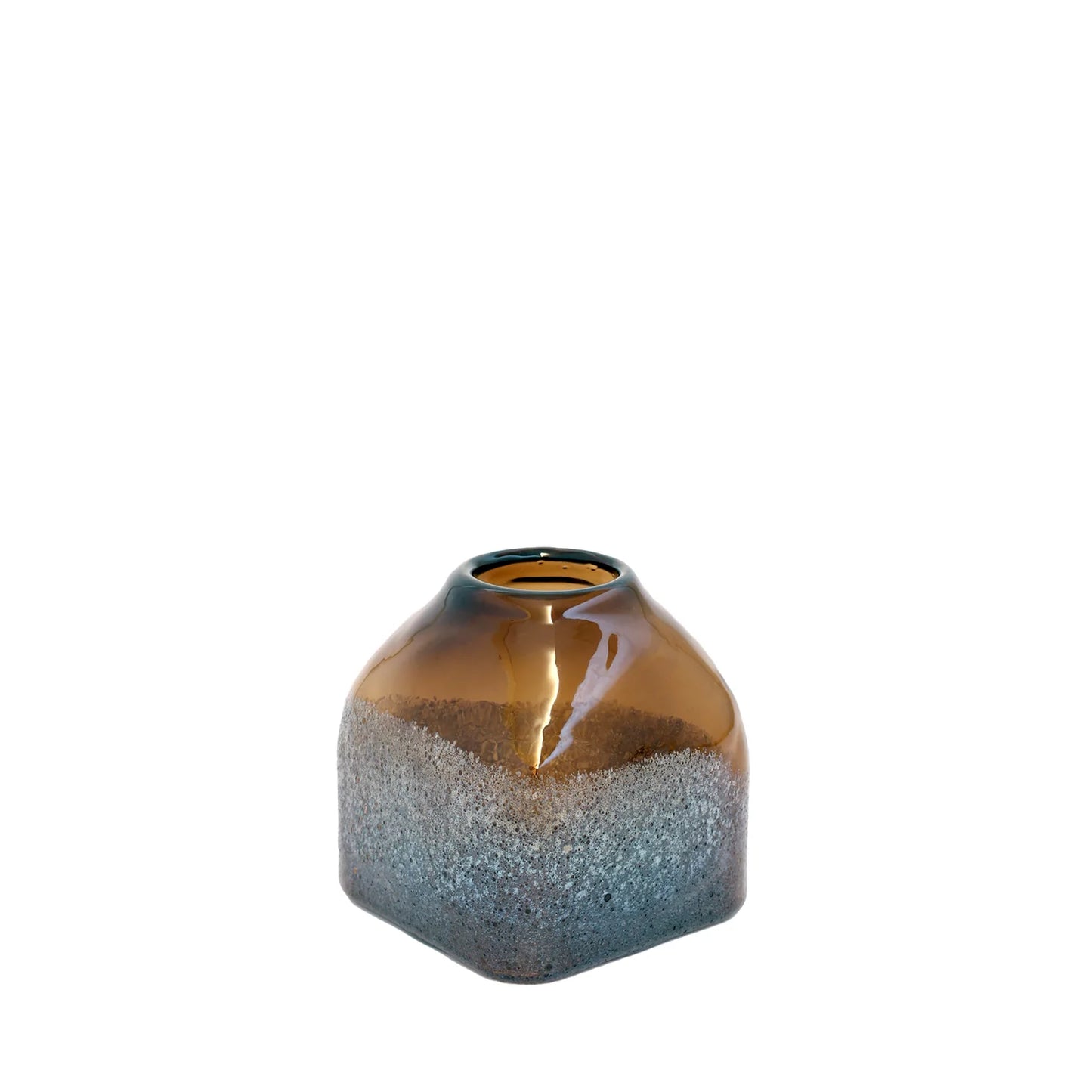 Vaso Decorativo de Vidro Mackie Âmbar e Azul 15 cm