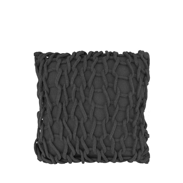 Almofada Sapé Macro Crochê Preta 45 x 45 cm