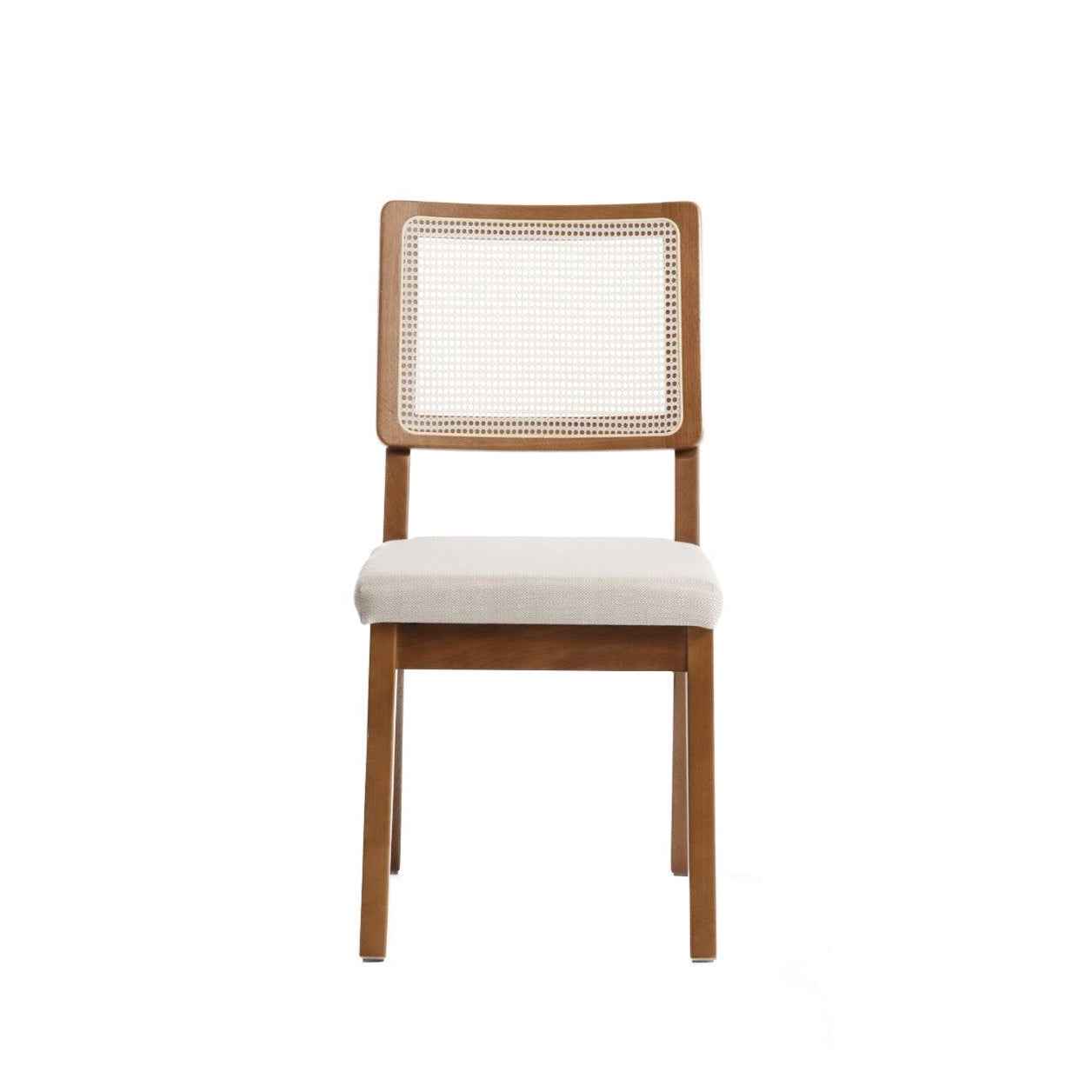 Cadeira de Madeira Saga Linho Bege