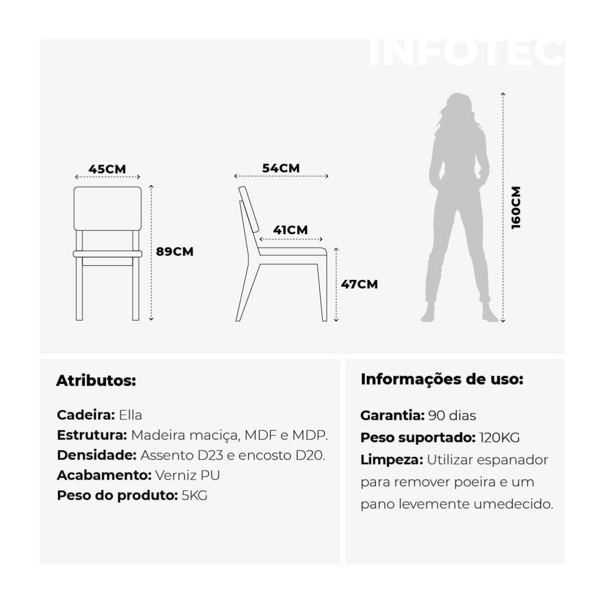 Conjunto de 2 Cadeiras de Madeira Maciça New Ella Natural com Linho Mescla Cinza - Província - Cadeiras de Jantar