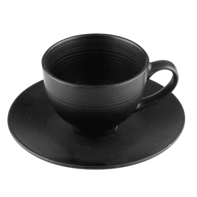 Conjunto de 4 Xícaras de Chá em Cerâmica com Pires Ônix Preto 195 ml