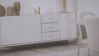 Buffet 3 Portas 3 Gavetas Jasper 185cm Off-White Fosco com Dourado