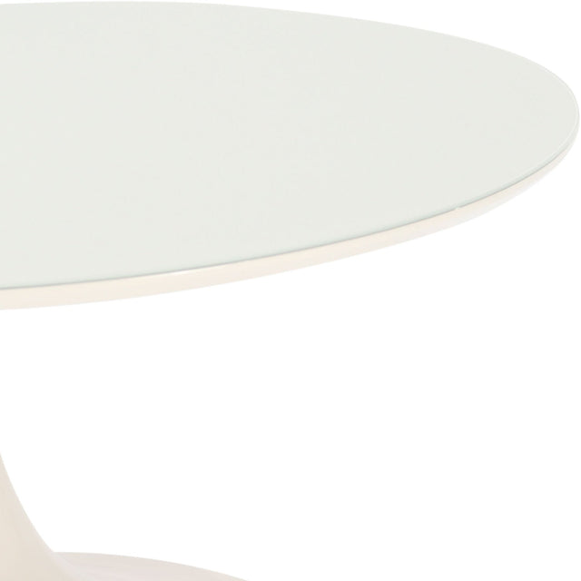 Mesa de Centro Saarinen Monocromática Tampo de Vidro 80 cm - Off White