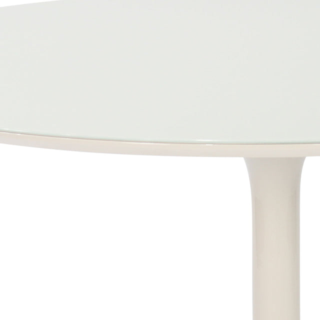 Mesa de Jantar Redonda Saarinen Monocromática Tampo de Vidro 110 cm - Off White