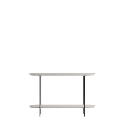 Sofá Table Iron 90 cm - Off White Fosco c/ Preto Fosco