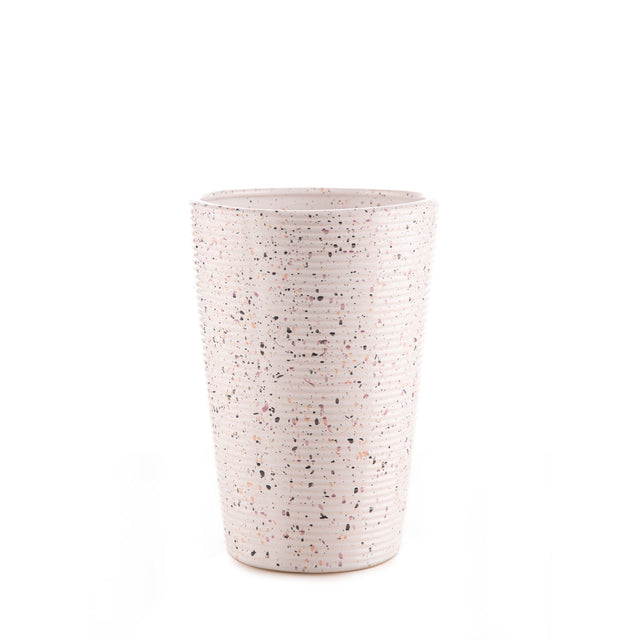 Vaso Decorativo Cerâmica Clint Branco Granito 28,5 cm