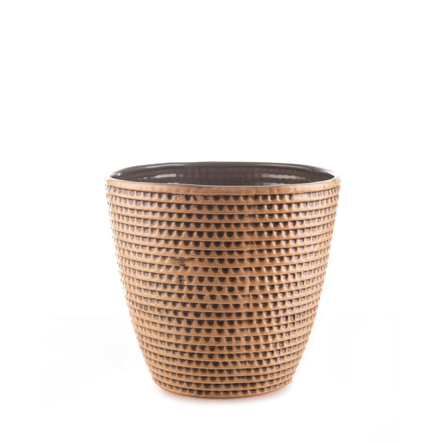Vaso Decorativo Cerâmica Punk Cinza e Marrom 28,5 cm